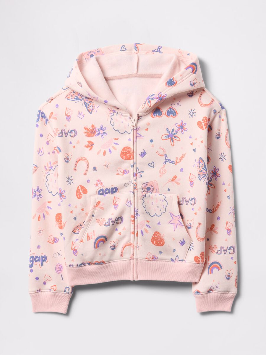 Pink full-zip sweatshirt with hood and all-over print_4