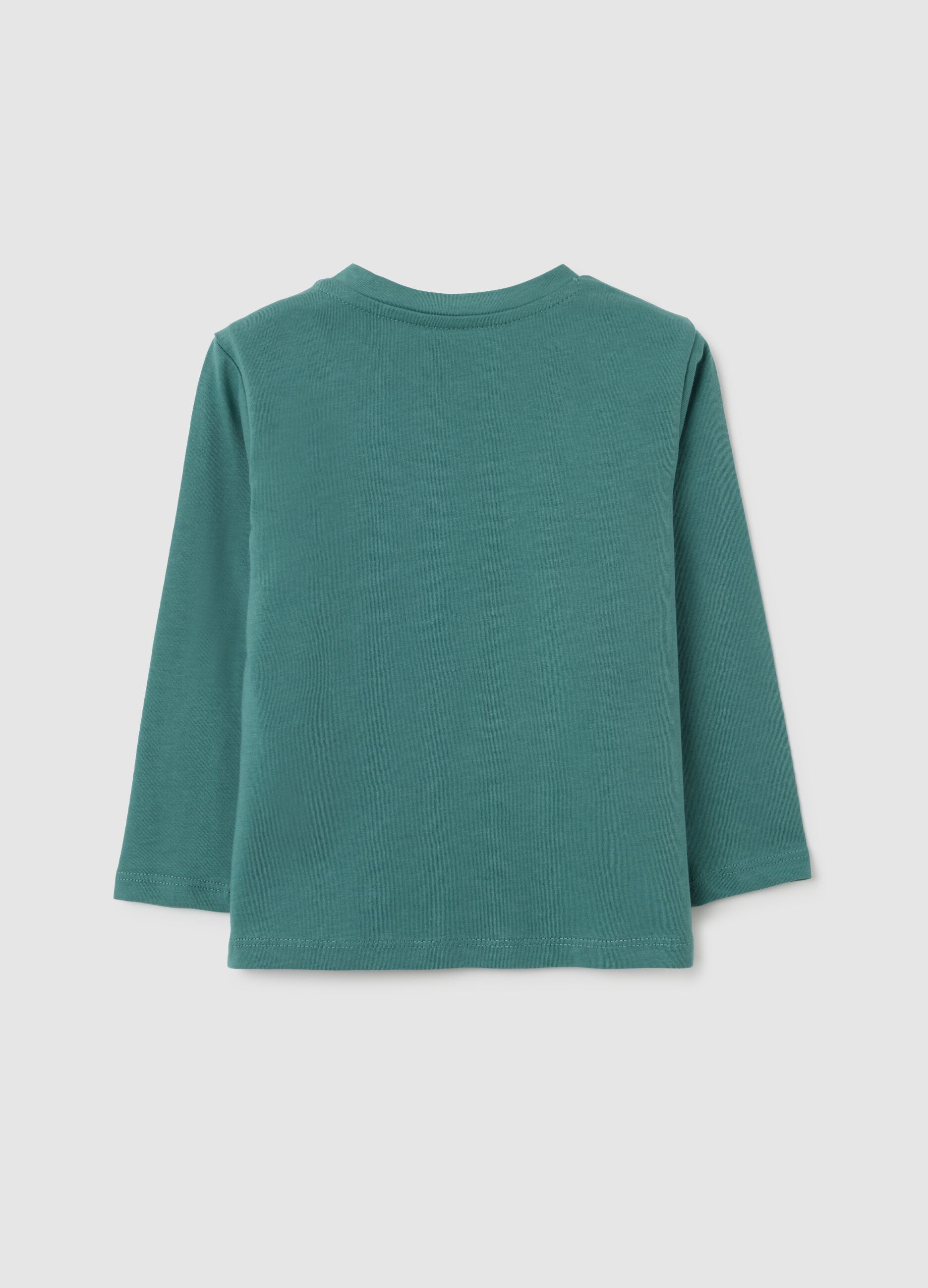 Maglietta a righe per bambino in puro cotone verde regular fit 