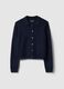 Blue cardigan with polo collar in pure cotton regular fit_4