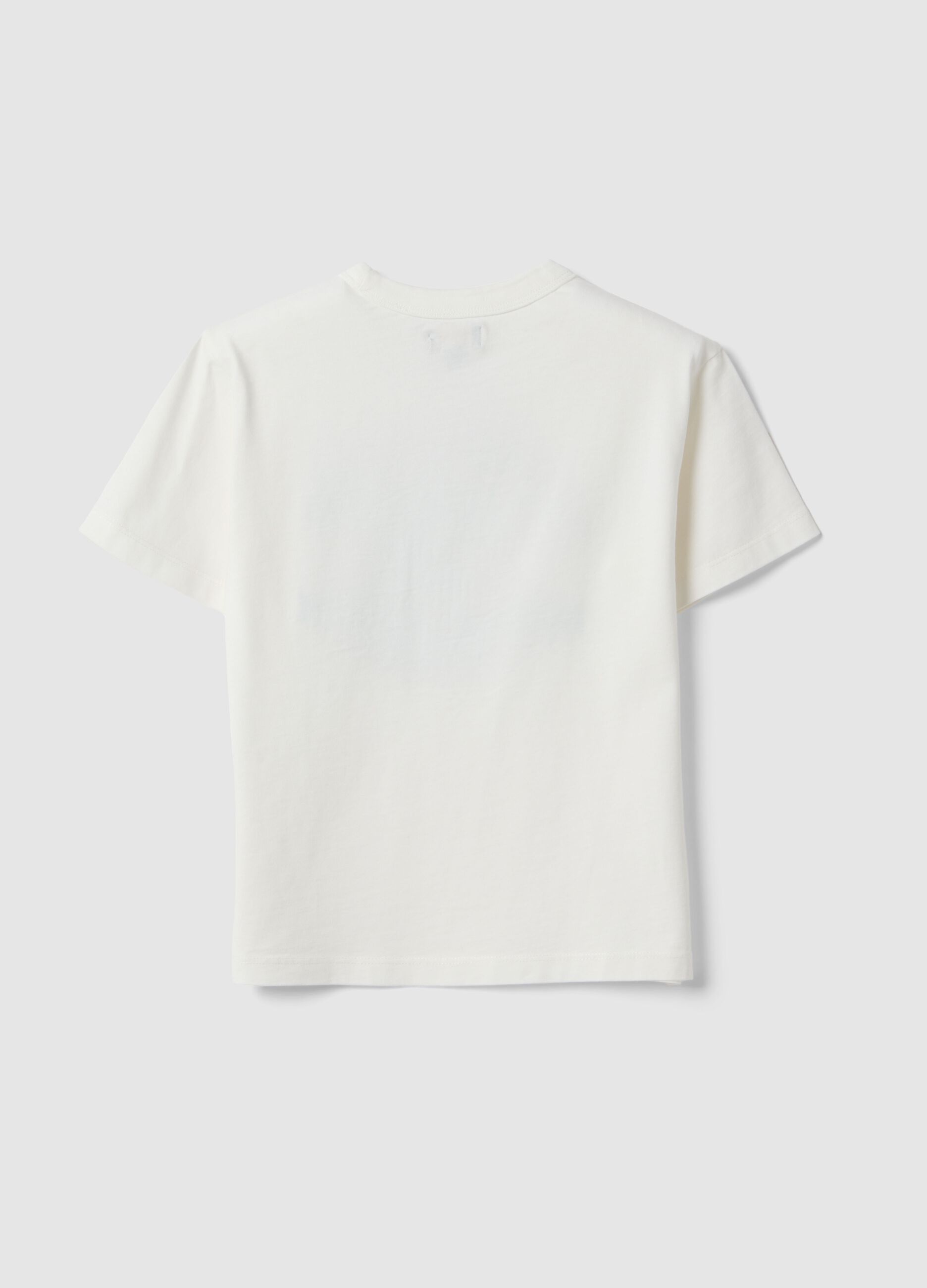 Pure cotton white children's T-shirt regular fit with print