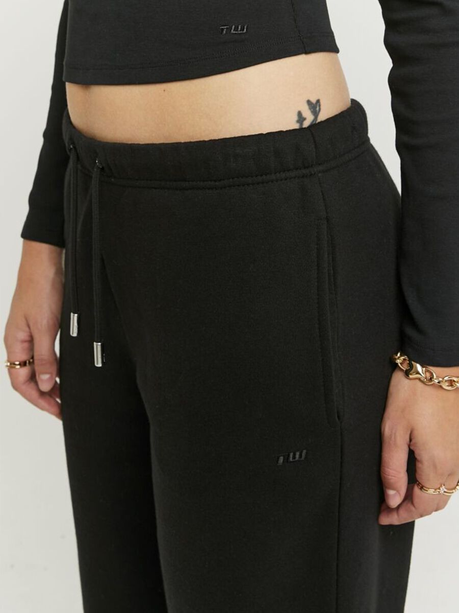 Regular fit black cotton blend jogger trousers_3