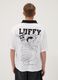 White pure-cotton T-shirt with contrast collar and One Piece print_3