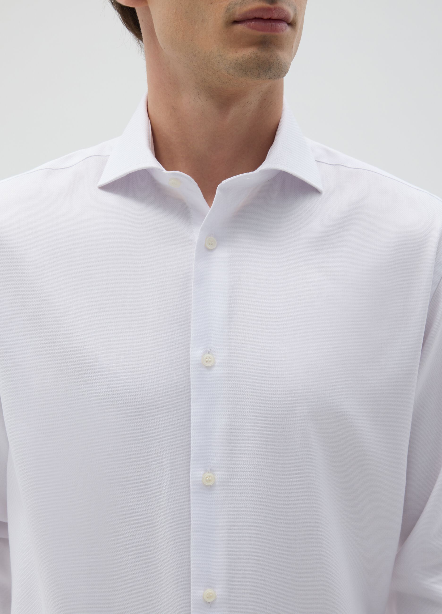 Men's white pure cotton easy iron shirt