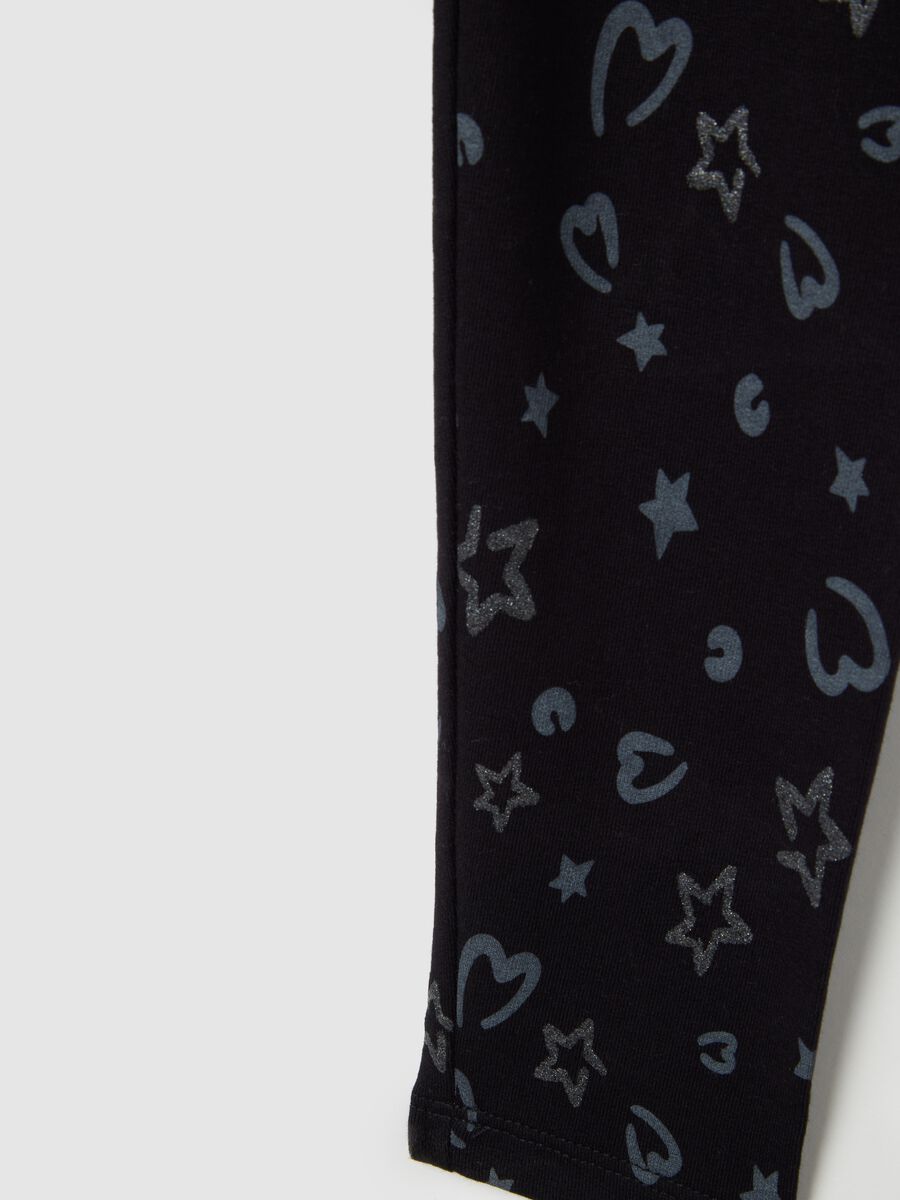 Leggings skinny da bambina in cotone elasticizzato nero_3
