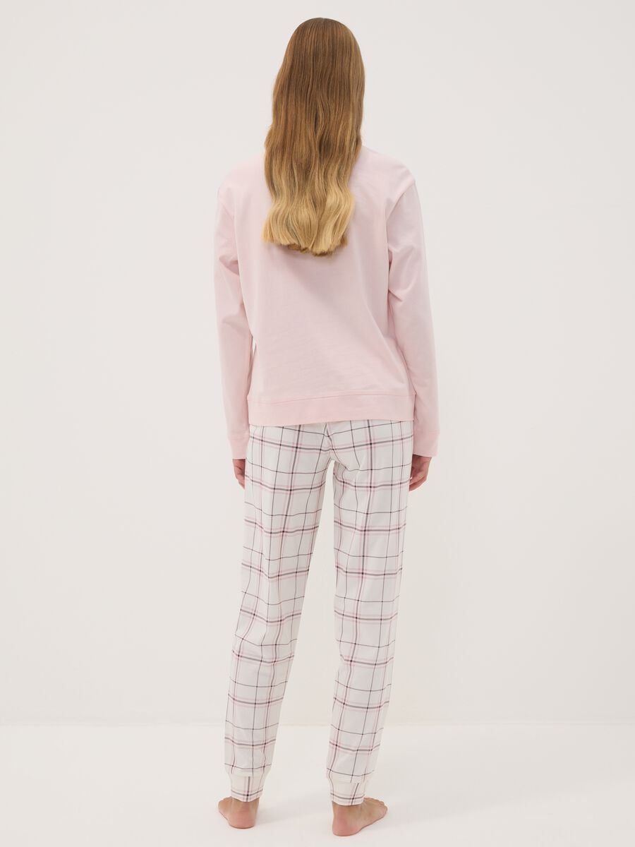 Pink crew-neck pyjamas in pure organic cotton_3