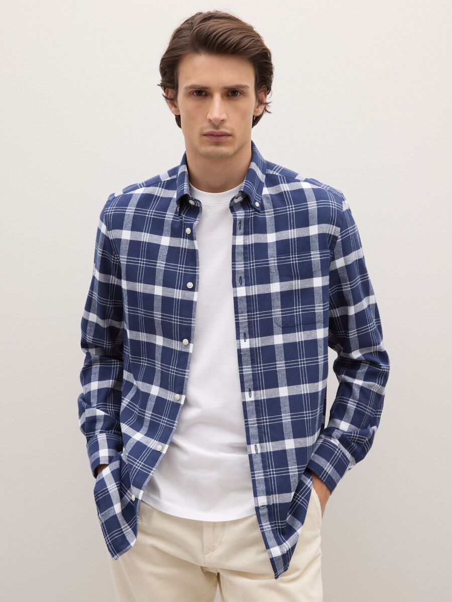 Multicolour checkered pure cotton regular fit flannel shirt_1