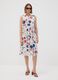 White sleeveless floral stretch-cotton dress, regular fit_1