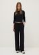 T-shirt nera a maniche lunghe in puro cotone regular fit_1