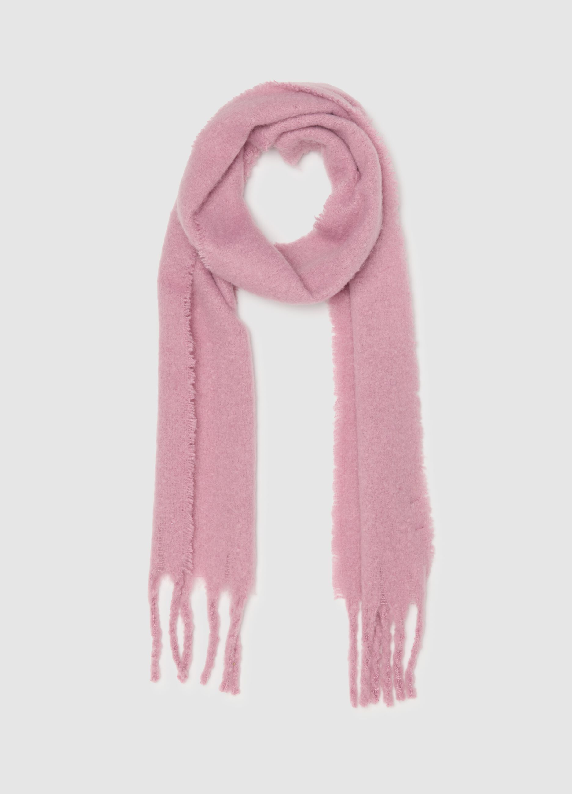 Pink scarf with fringes