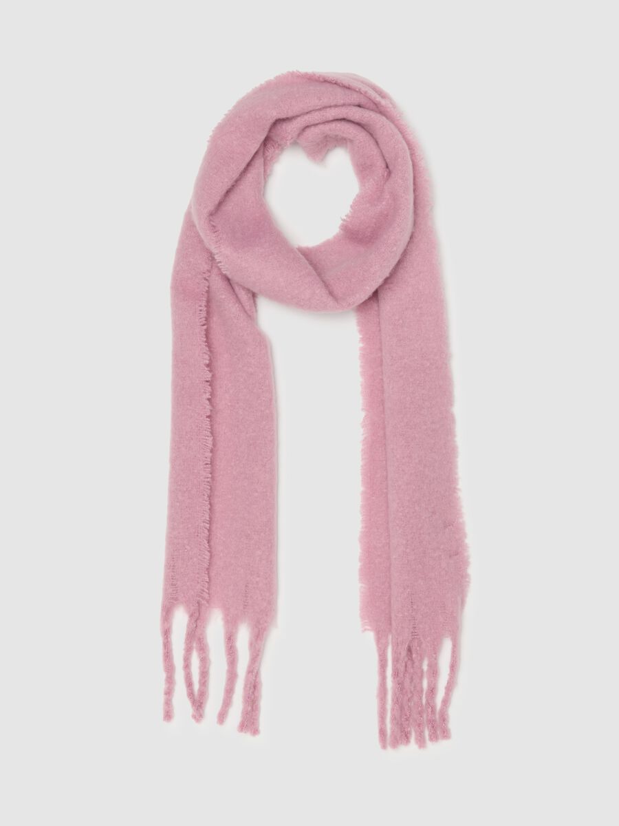 Pink scarf with fringes_0