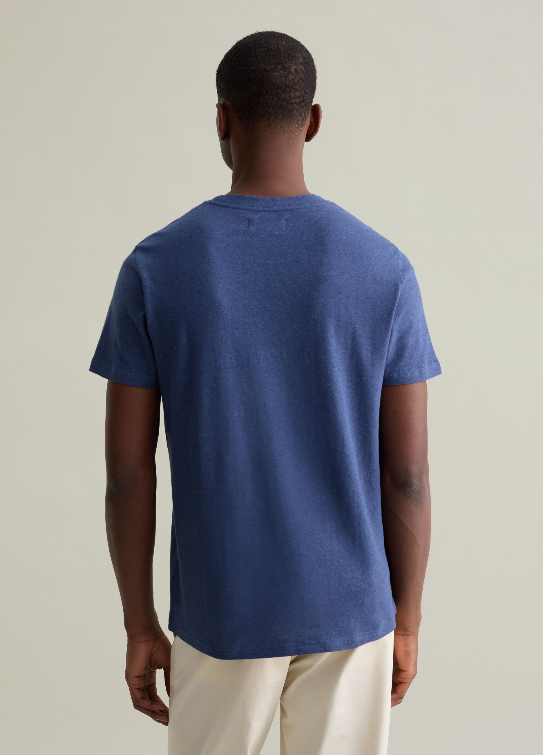T-shirt girocollo in lino e cotone