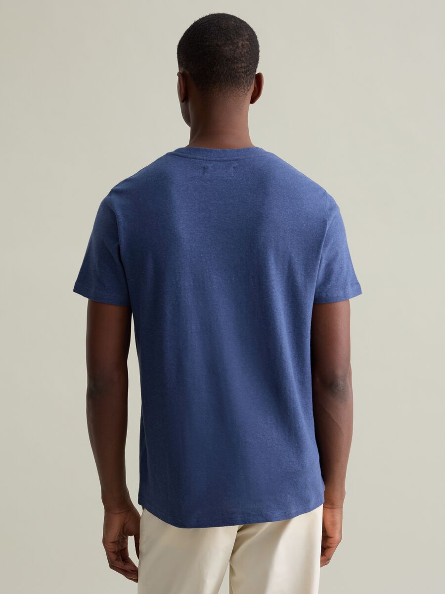 T-shirt with round neck in linen and cotton_3