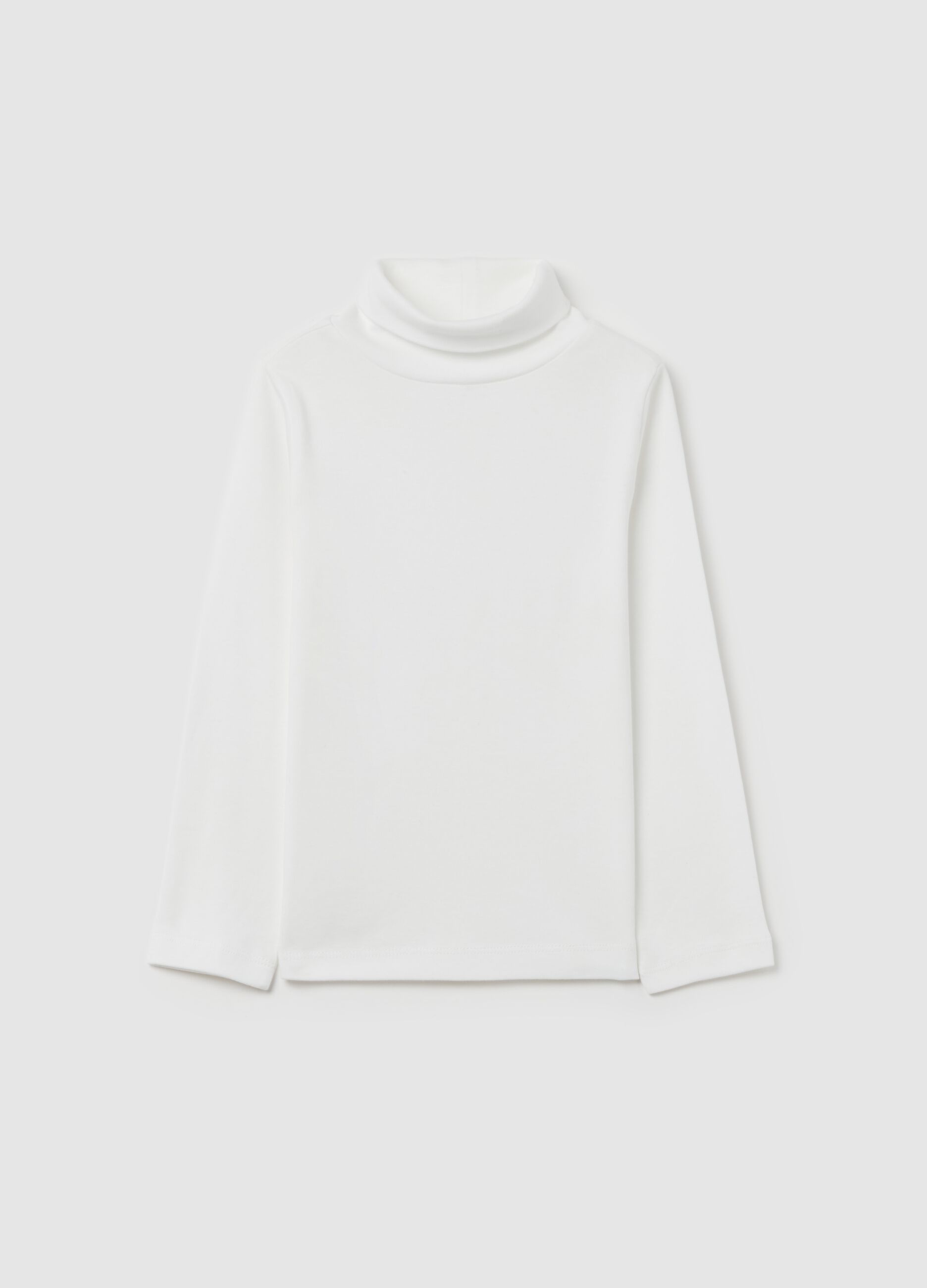 Cotton T-shirt with high neck