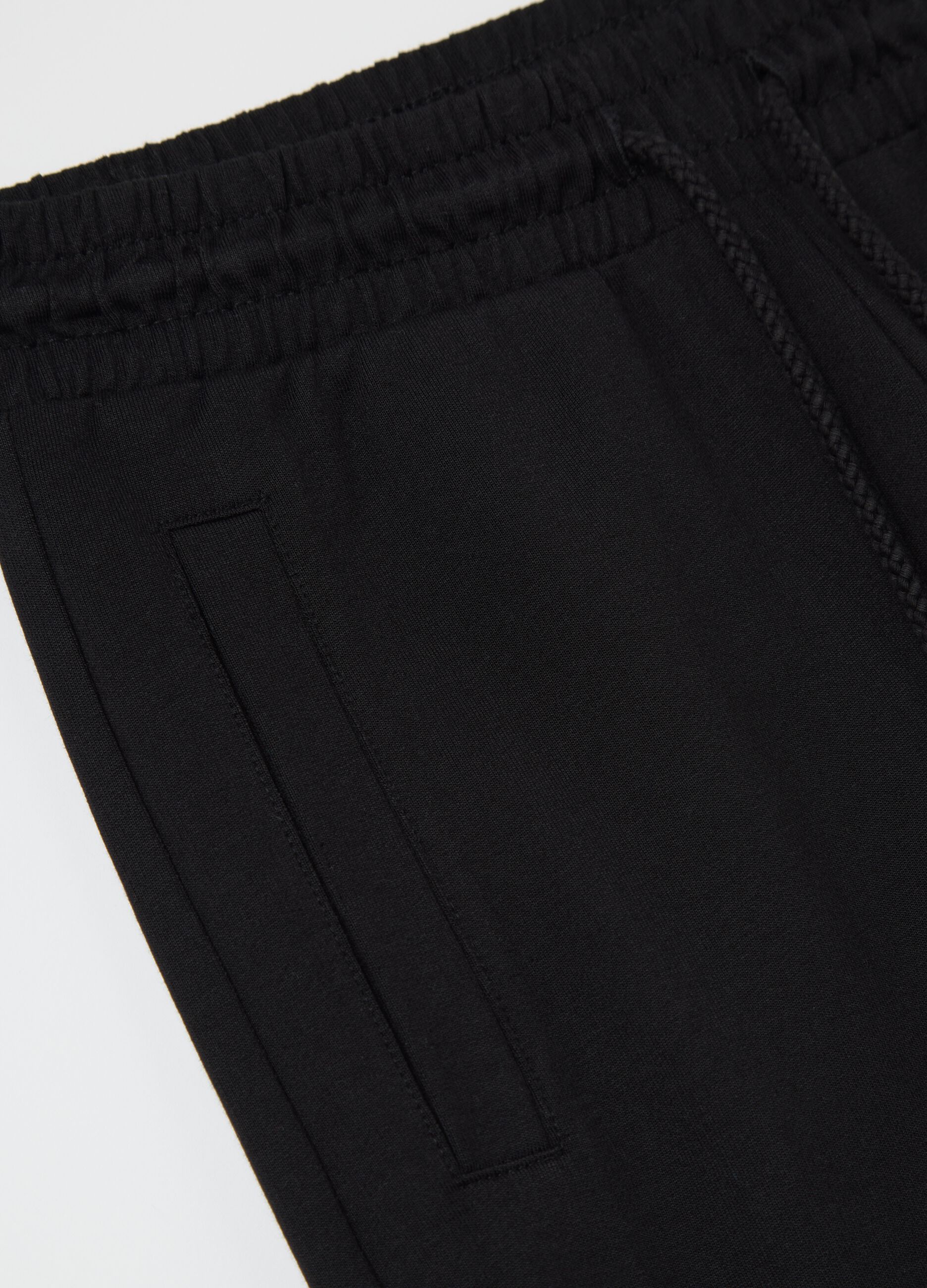 Black French terry joggers with drawstring