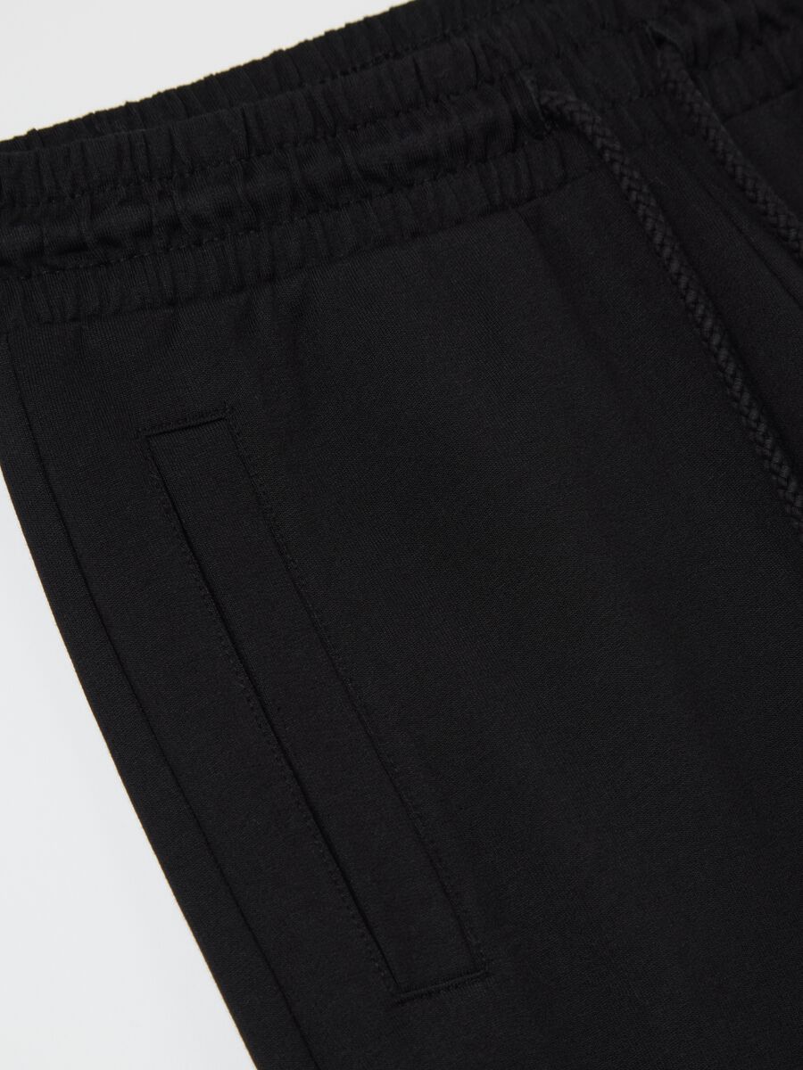 Black French terry joggers with drawstring_5