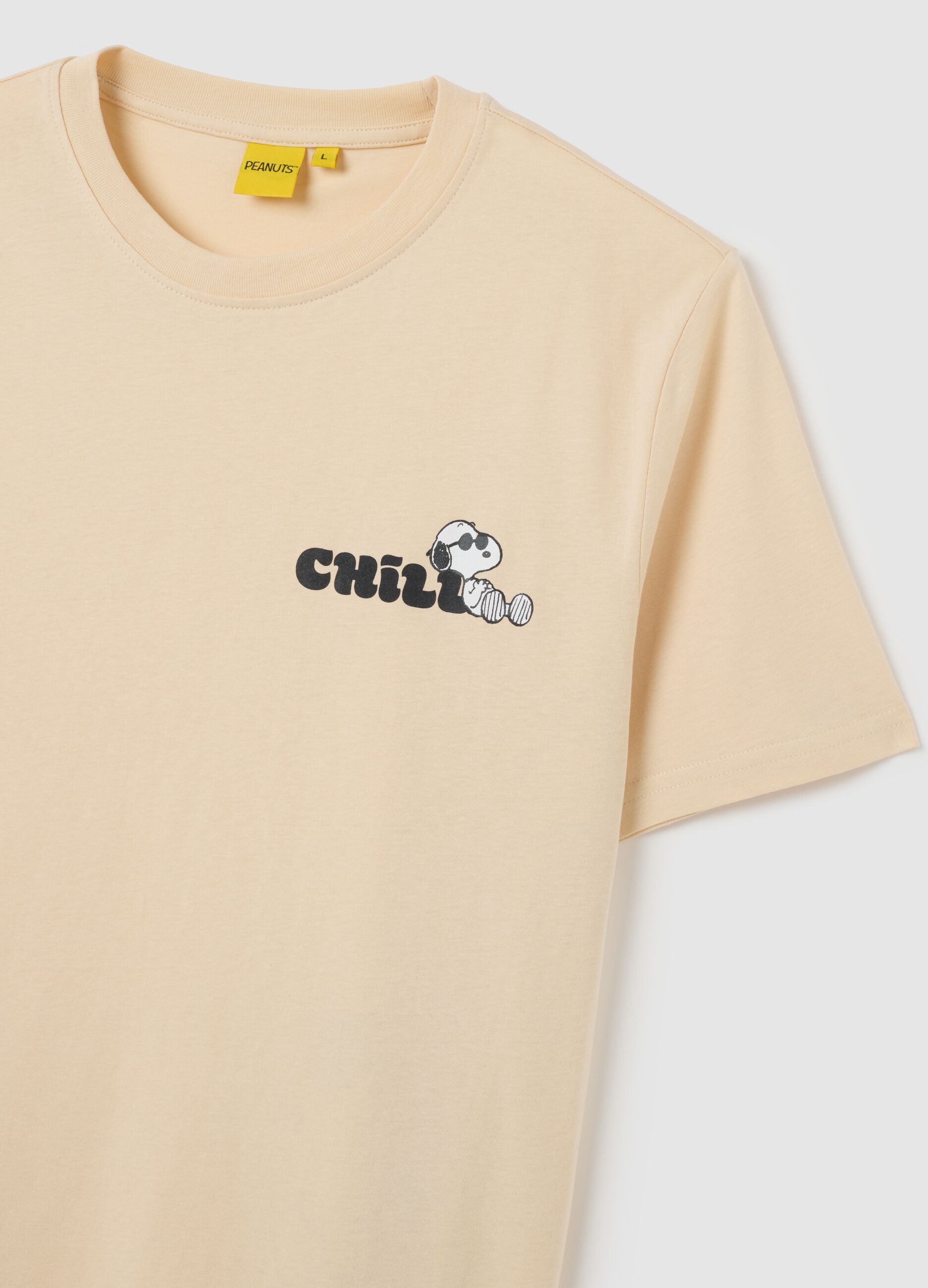 Men's regular fit beige pure cotton t-shirt