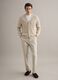 Beige deep V regular fit cotton and linen blend cardigan_1