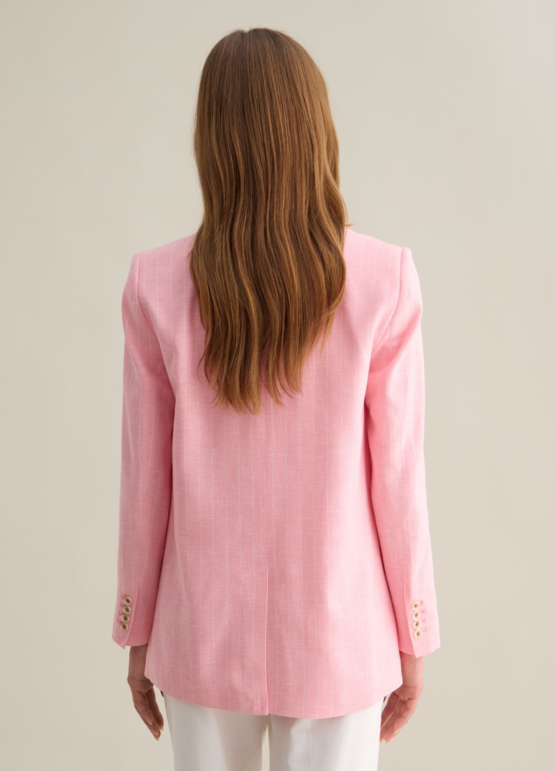 Pink Blazer in Viscose and Cotton Blend
