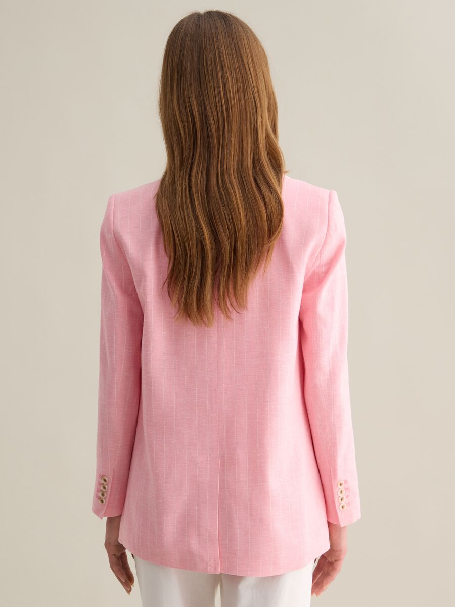 Pink Blazer in Viscose and Cotton Blend_3