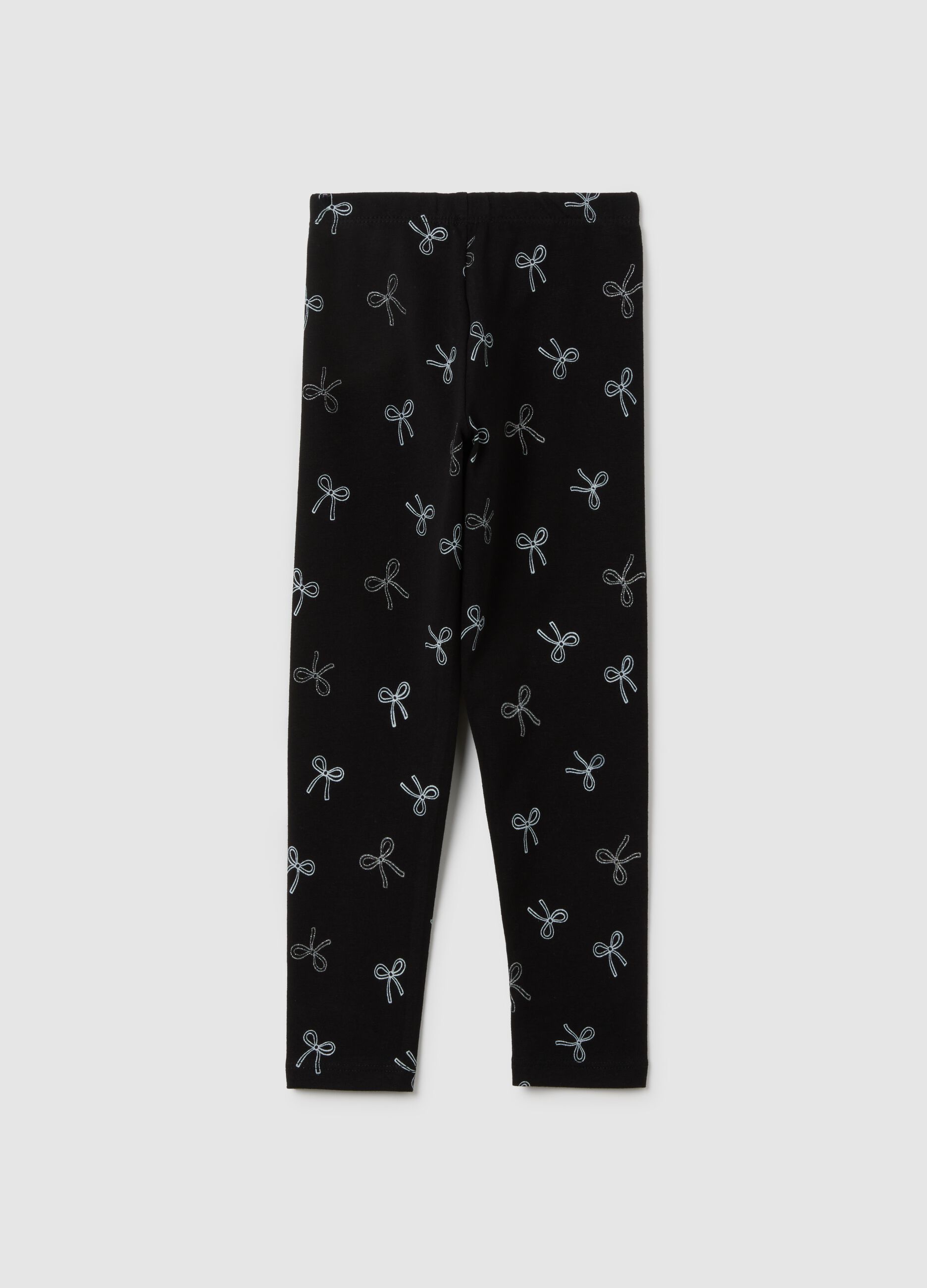 Girls' black skinny fit cotton leggings