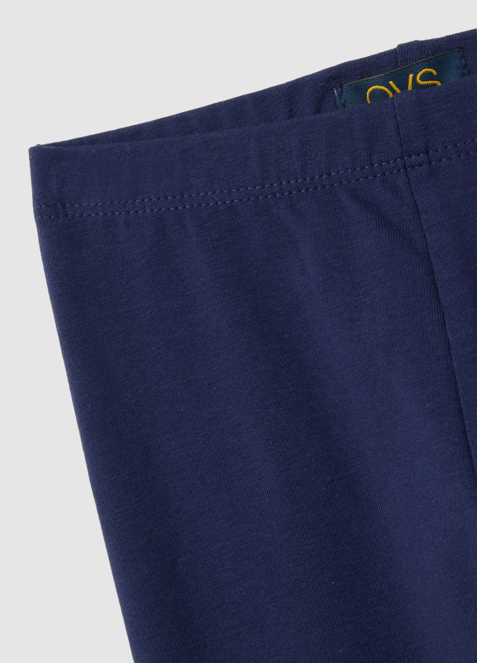 Girls' blue regular fit stretch cotton leggings