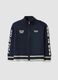 Blue zip-up cardigan with racing embroidery_3