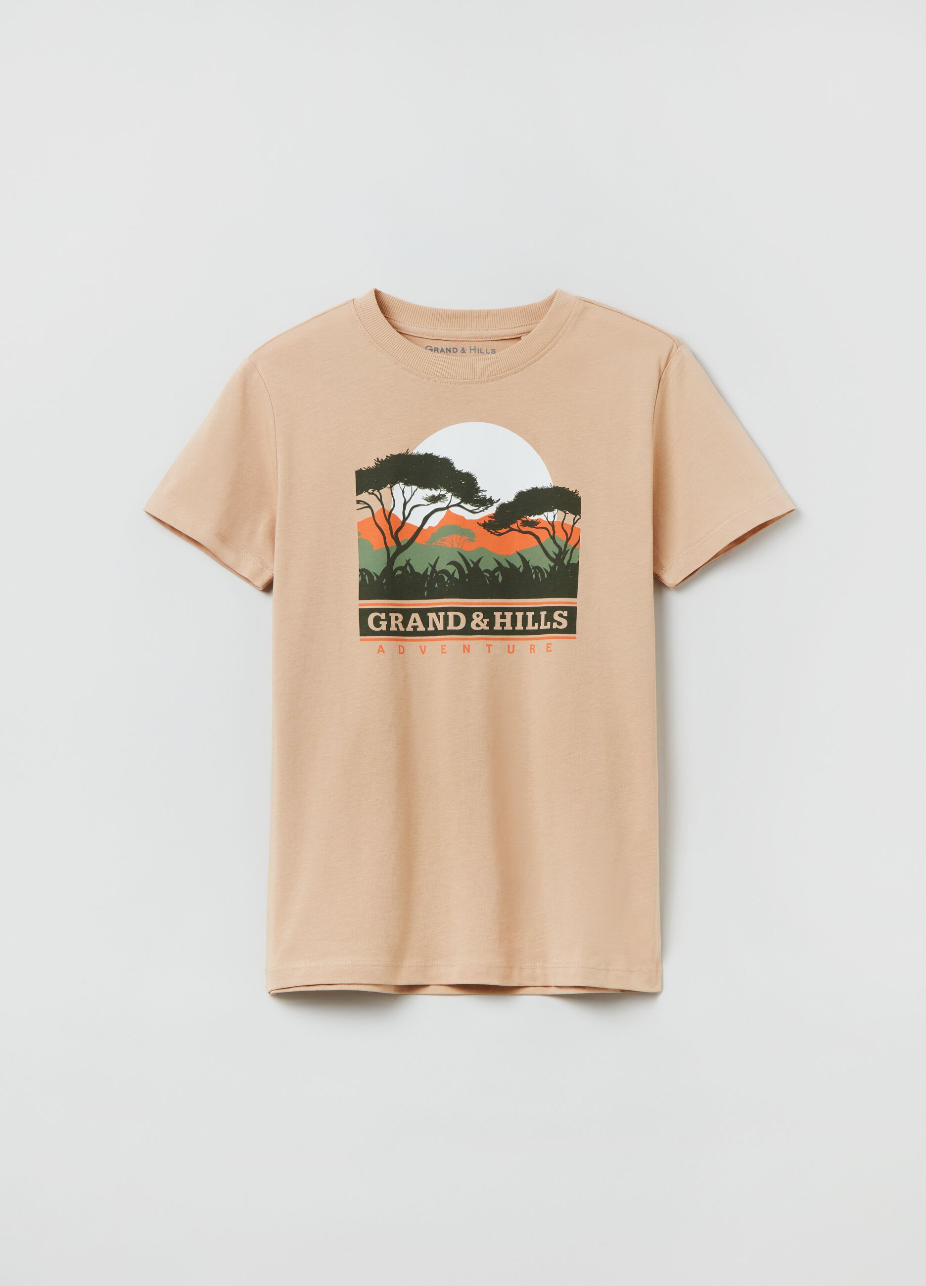 T-shirt in cotone con stampa savana