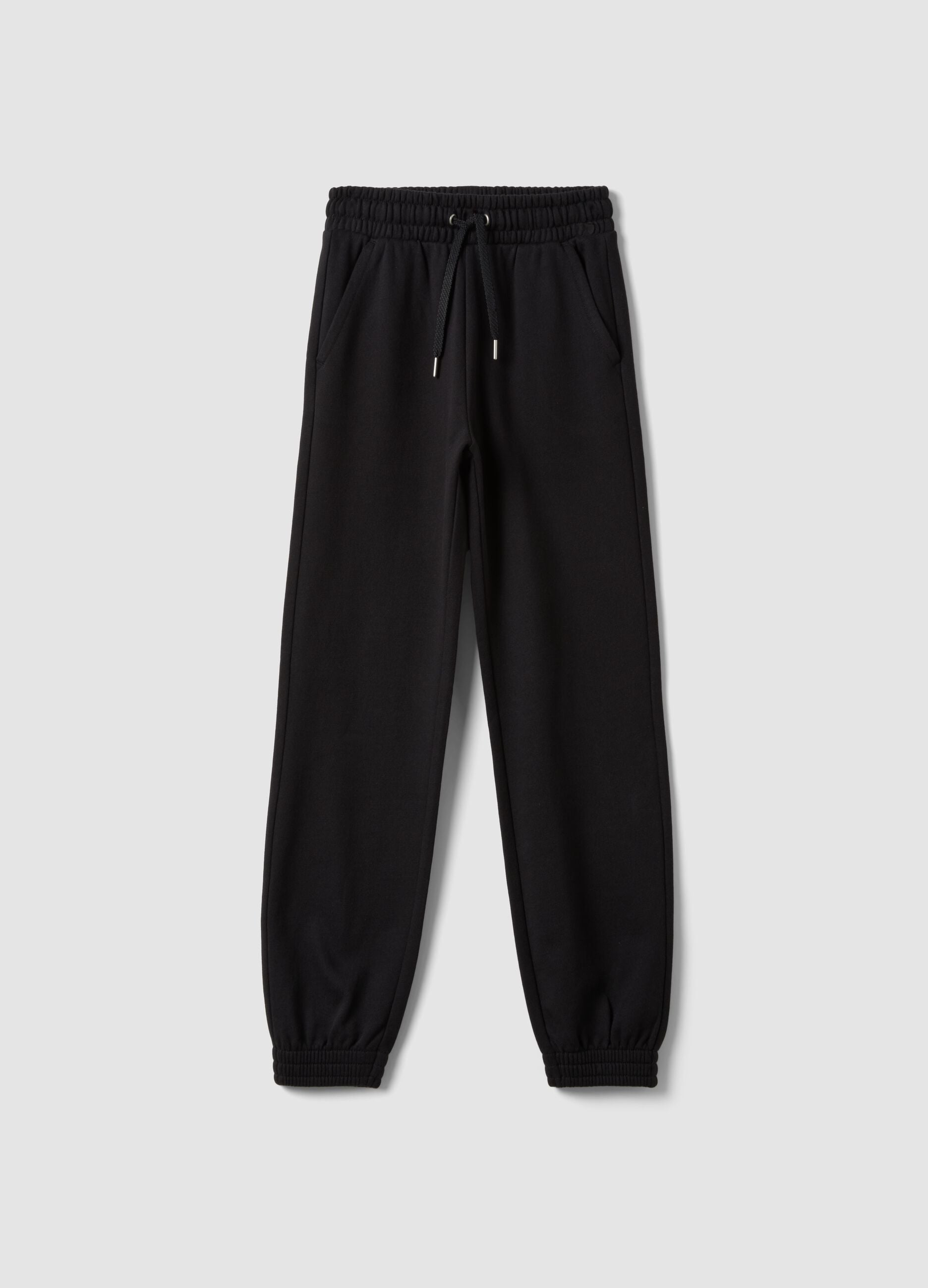 Black regular-fit jogger trousers in 100% organic cotton for girls