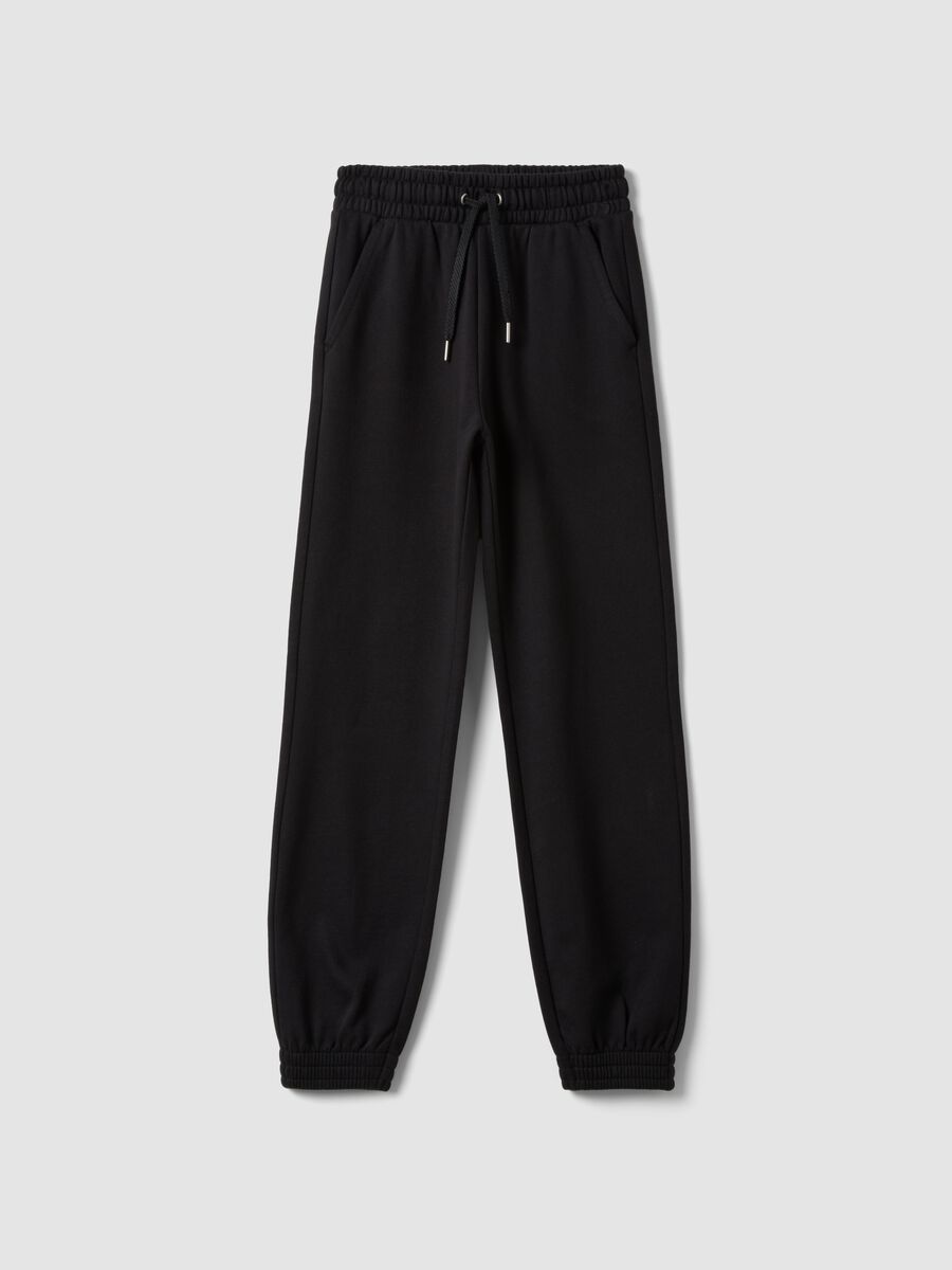 Pantaloni jogger neri in puro cotone organico regular fit per ragazza_4