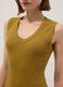 Green pure cotton regular fit V-neck tank top_3