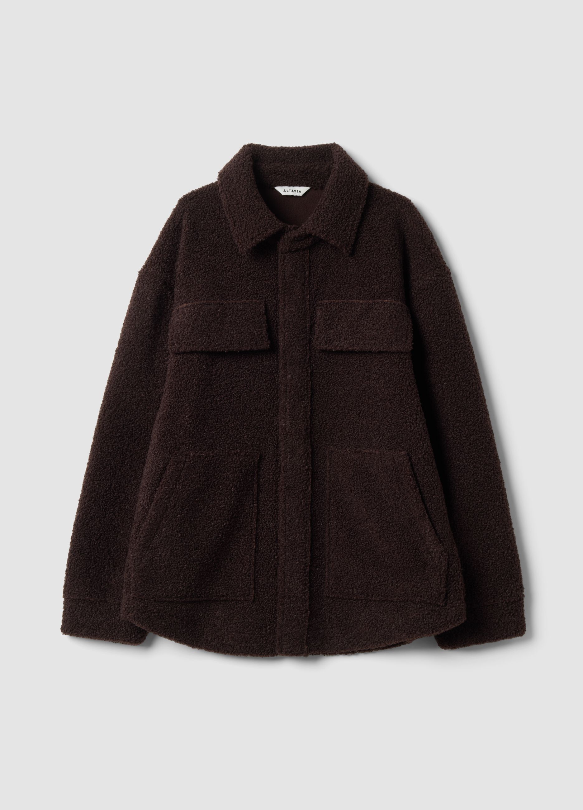 Shacket marrone in sherpa con bottoni relaxed fit ALTAVIA STUDIO