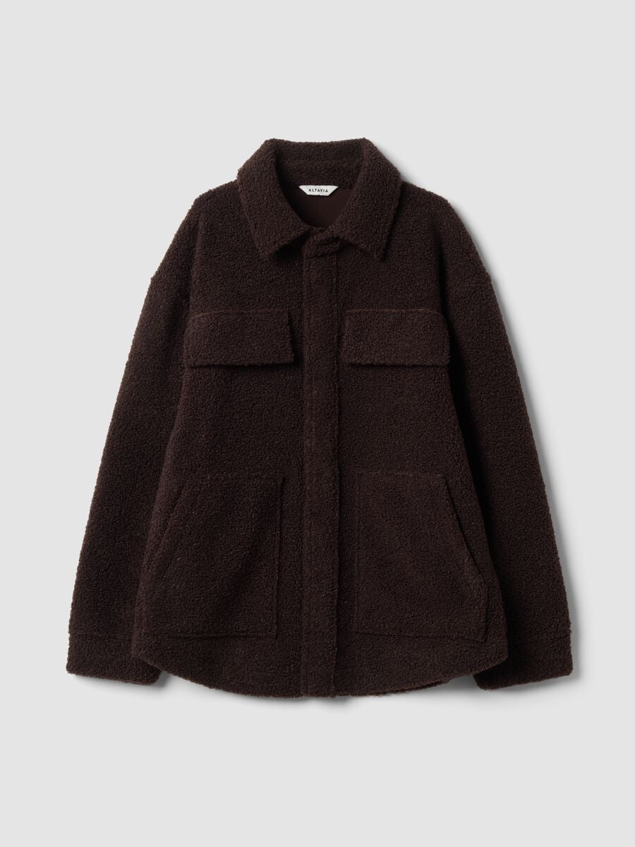 Shacket marrone in sherpa con bottoni relaxed fit ALTAVIA STUDIO_4