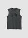 Black oversized pure cotton vest top_0