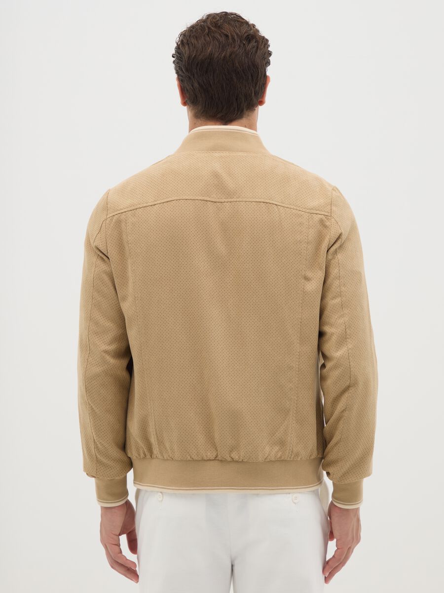 Openwork beige bomber jacket_3