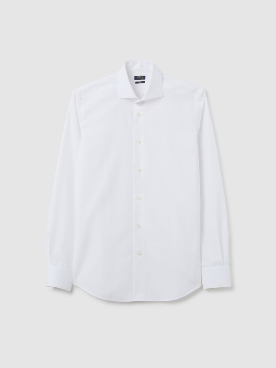 White slim fit pure cotton shirt_0