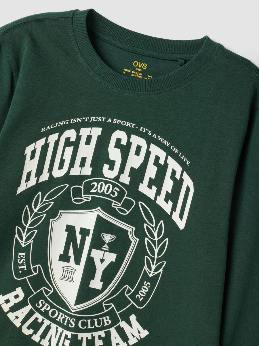 Green organic cotton T-shirt with varsity print_4