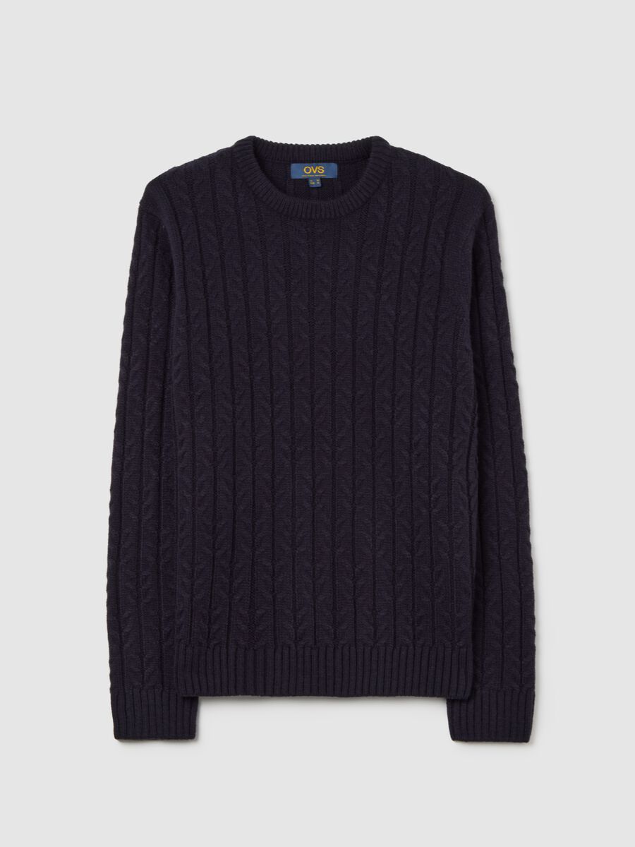 Blue Crew Neck Wool Blend Jumper_4