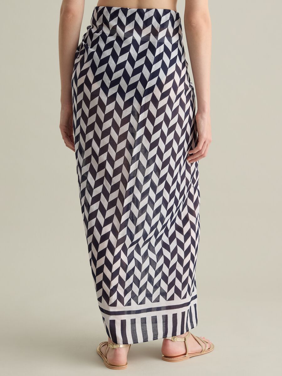 Long skirt in pure cotton with geometric pattern_2