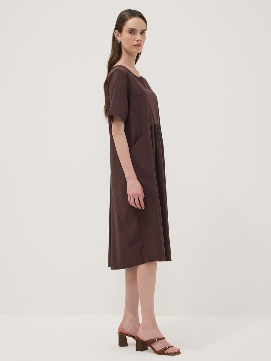 Brown midi stretch viscose dress, regular fit_1