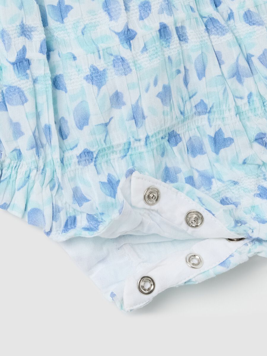 Baby Girl Fagottino Cotton Romper with Floral Ruffles_2