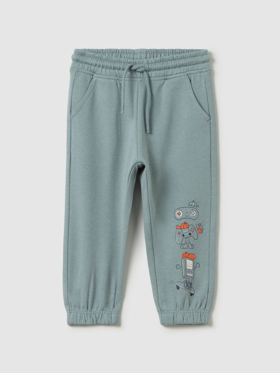 Children's green pure cotton jogger trousers_0