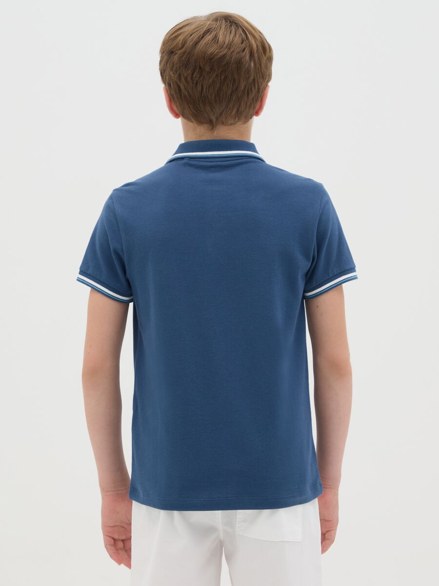 Polo da bambino in puro cotone blu regular fit_2