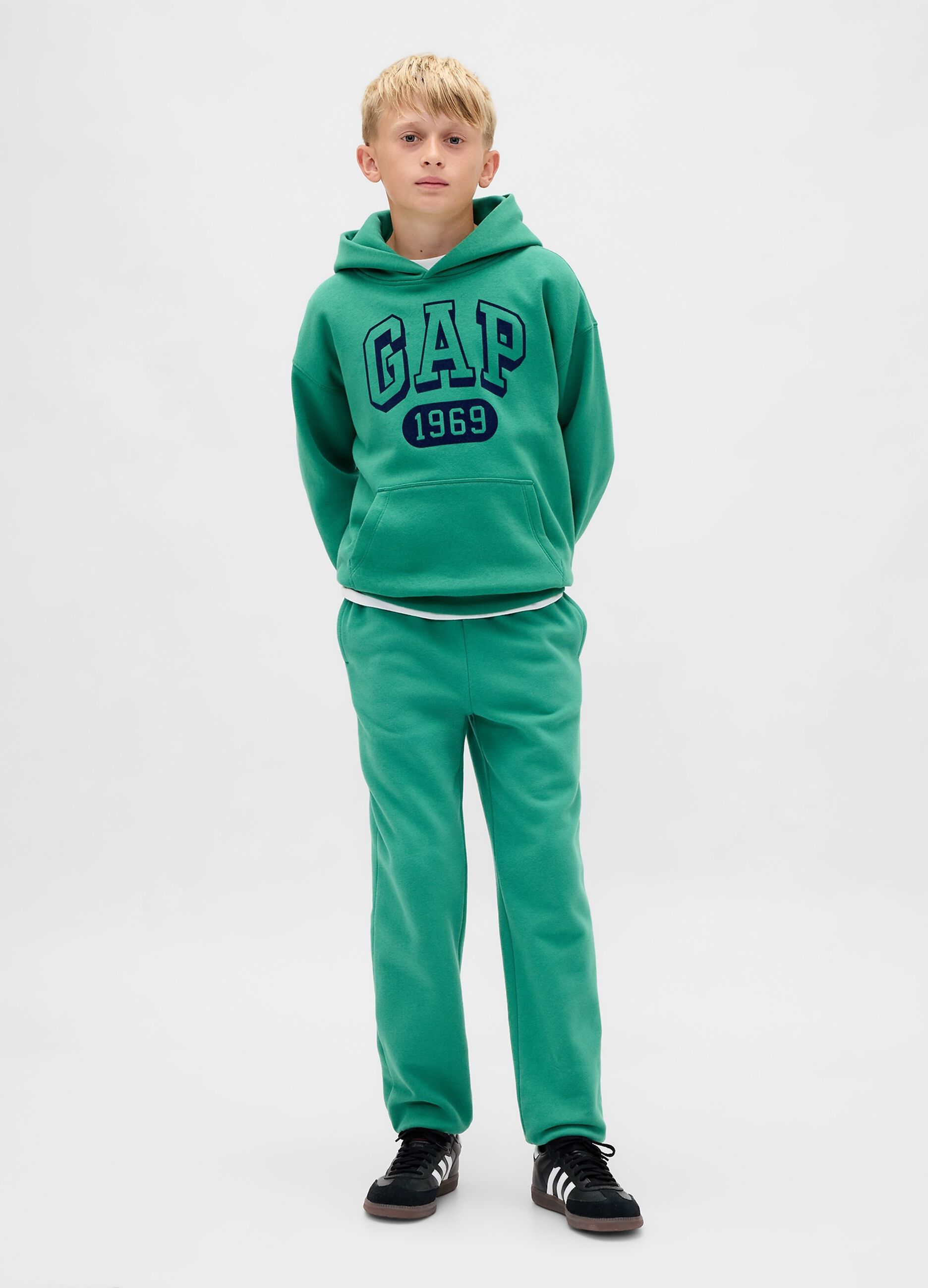 Green cotton blend trousers