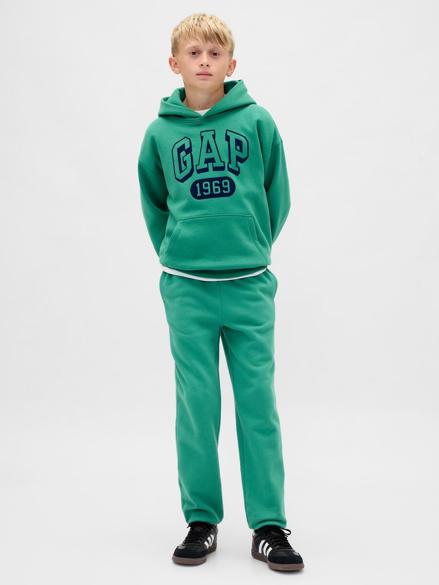 Green cotton blend trousers_0