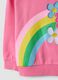 Felpa rosa in misto cotone con girocollo e stampa arcobaleno e fiori_3