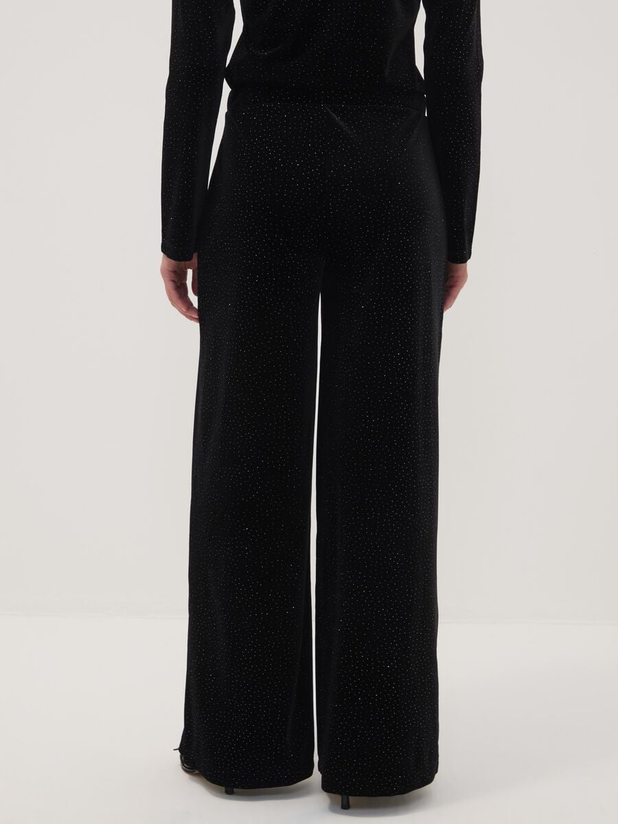 Black wide-leg trousers in stretch fabric_3
