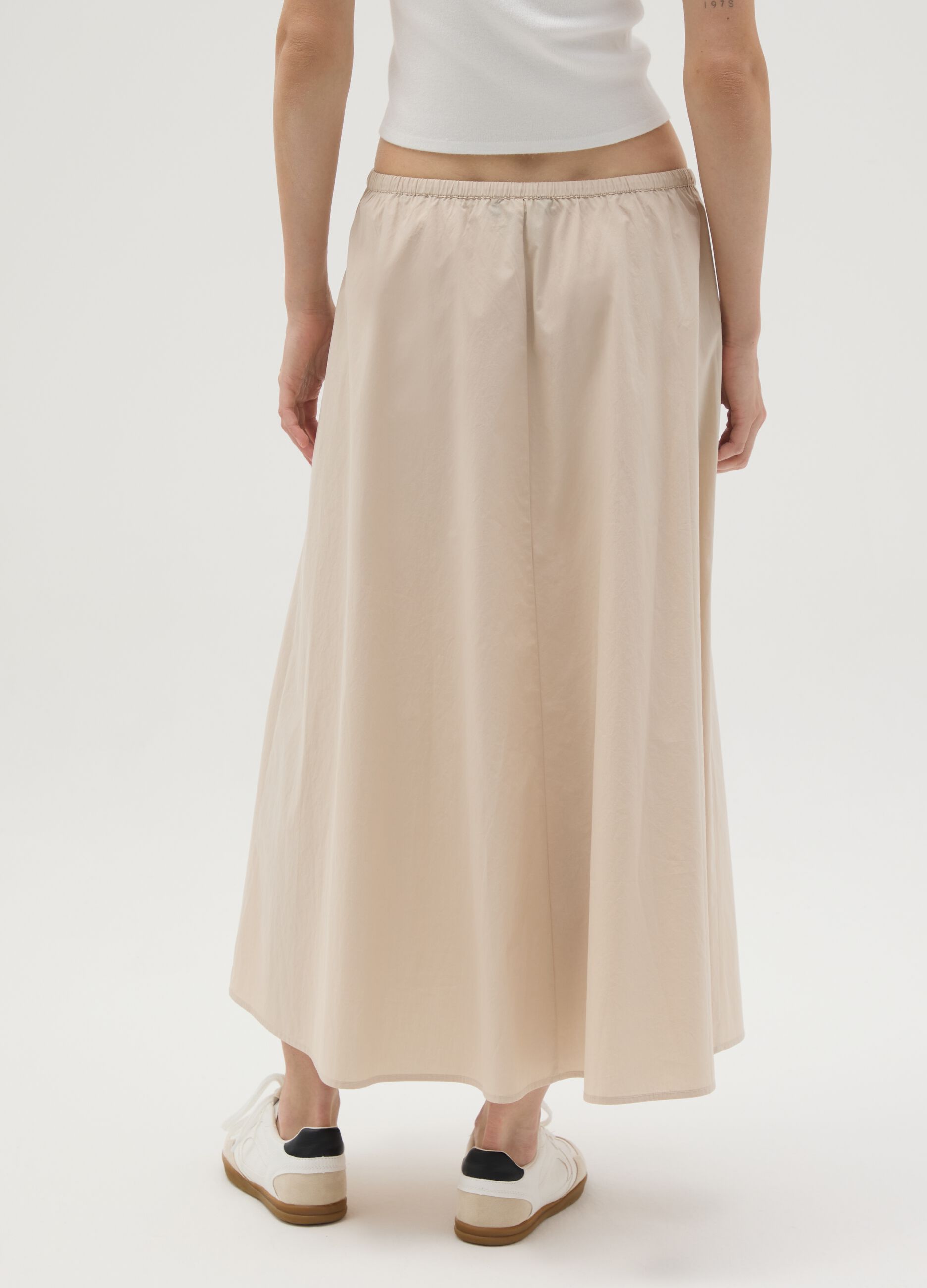 Women's Long Beige Pure Cotton Skirt