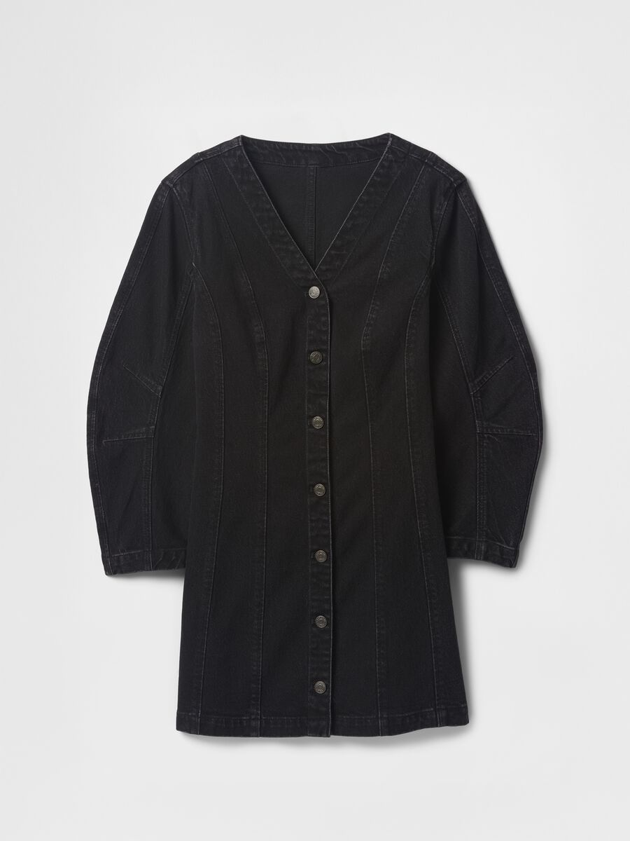 Black Denim Dress with Buttons Gap_6