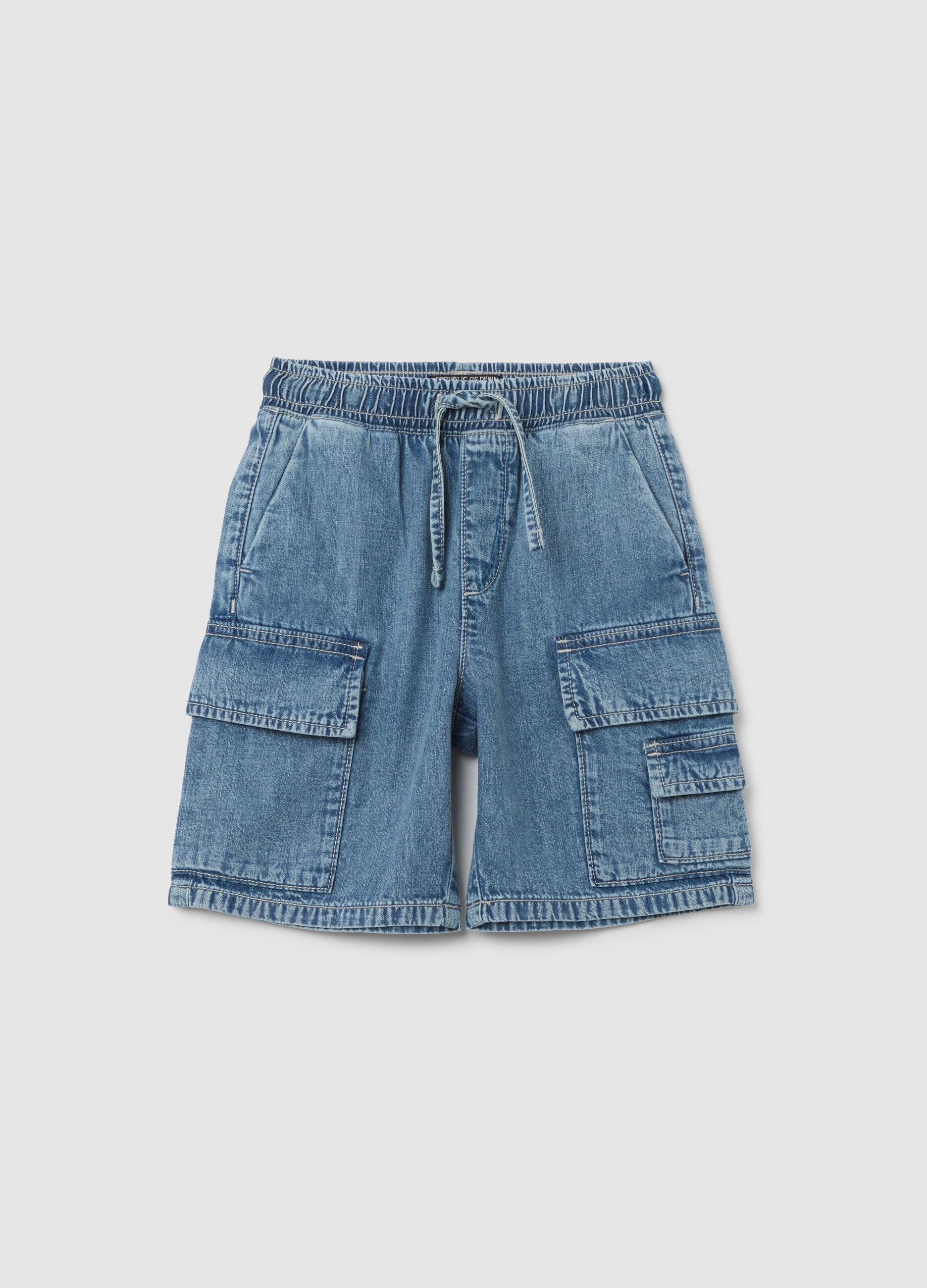 Kids' denim cargo shorts