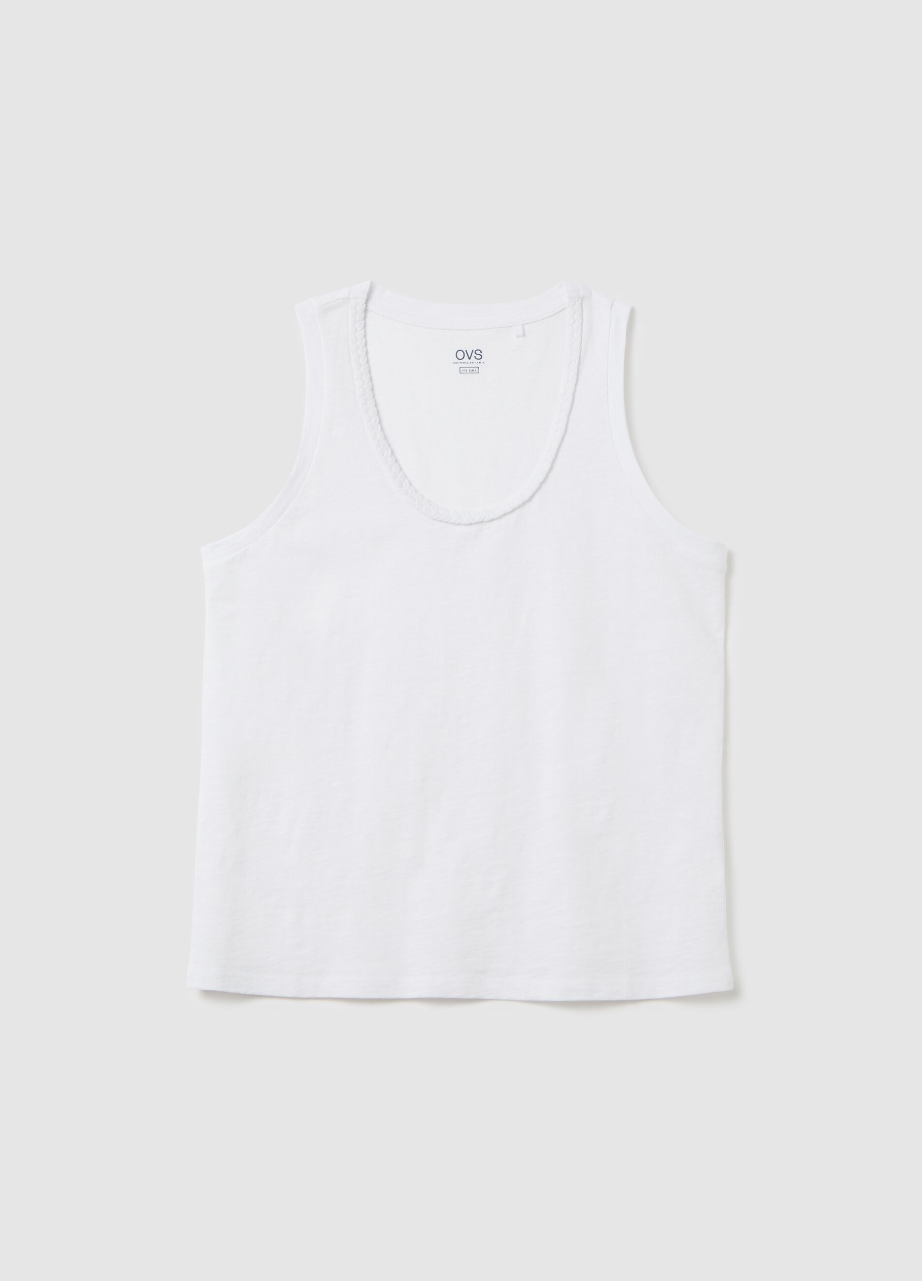 Women's white pure cotton tank top regular fit